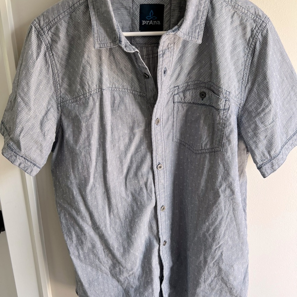PrAna mens button down shirt blue